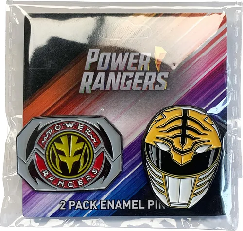 Vista 3 de Power Rangers Juego de 2 pines esmaltados con licencia oficial de Tommy White Ranger