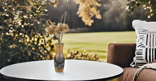 Vista 3 de AeraVida Jarrón de madera tallada a mano de hibisco y mango de 8 pulgadas Florero decorativo de madera en forma de botella marrón para sala