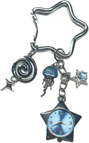 Vista 6 de Vhitler Vintage Keychain Retro Pocket Watch Bag Charms for Handbag Y2k Emo Accessories Backpack Charms 2000s Grunge Aesthetic Hueso Negro