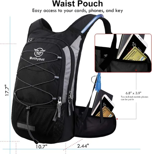 Vista 3 de Mothybot Mochila de Hidratación Aislada con Vejiga de Agua de 3L Libre de BPA a Prueba de Fugas, Mochila de Senderismo Ligera de Gran Almacenamiento