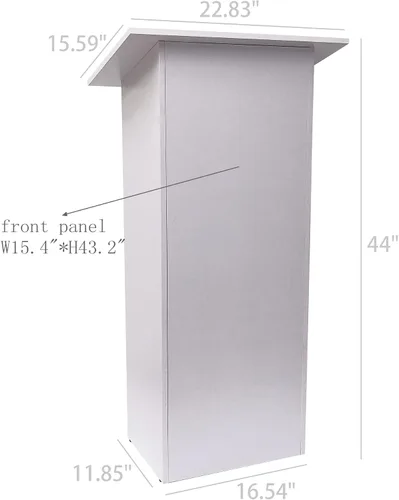 Vista 5 de FixtureDisplays® Blanco MDF Podio Iglesia Púlpito Escuela Atril Conferencia Debate Stand 22.83X15.59X44" 10051-NPF
