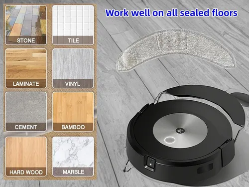 Vista 5 de Almohadilla de fregona compatible con iRobot Roomba Combo J7/J7+Almohadilla de microfibra para trapear, almohadillas de repuesto de limpieza