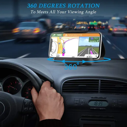 Vista 4 de Soporte de teléfono celular para automóvil, soporte vertical horizontal para teléfono con rotación de 360° para tablero de instrumentos compatible