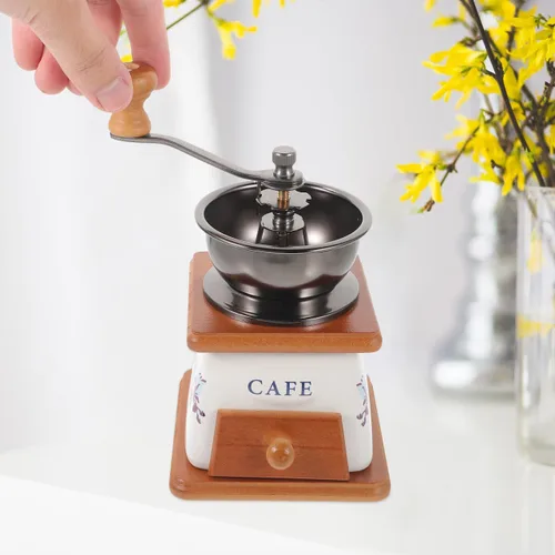 Vista 4 de KICHOUSE Elegante máquina de café manual molinillo de cerámica molinillo de grano de café Mini molinillo de pimienta que ahorra espacio para cocina