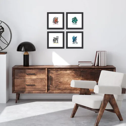 Vista 7 de Trends International Gallery Pops Harry Potter - Póster de pared de Slytherin Crest Scroll de 12 x 12 pulgadas, versión enmarcada en negro