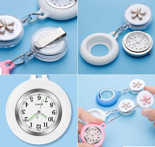Vista 5 de PWOSI Reloj de enfermera con puntero brillante en la oscuridad, reloj de enfermería, reloj de clip, reloj de solapa, reloj de enfermería con segunda