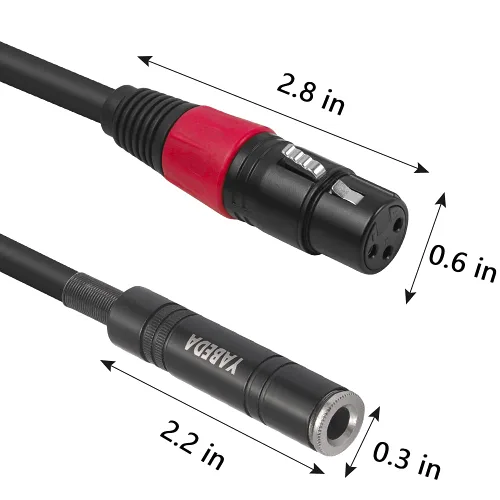 Vista 2 de Yabeda XLR a adaptador de audio estéreo hembra de 1/4 pulgadas, cable convertidor de conector TRS XLR de 3 pines a un cuarto de pulgada - 10 pies