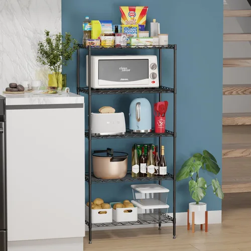 Vista 2 de BestOffice Estantes de almacenamiento de 5 estantes, estantería ajustable, estantes de metal, 11.6 pulgadas de profundidad x 21.5 pulgadas de ancho