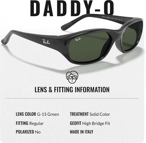 Vista 4 de Ray-Ban RB2016 DADDY-O Rectangle Shaped Sunglasses for Men & Women with Official RAYBAN Eyewear Kit