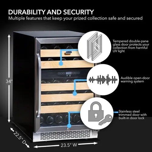 Vista 2 de Whynter BWR-462DZ - Refrigerador de vino con 46 botellas de doble temperatura, color plateado