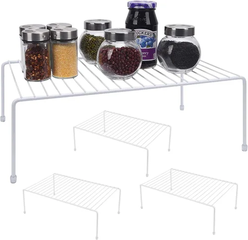 Vista 9 de Estante grande de almacenamiento para gabinete (16.1 x 10.2 pulgadas), organizador de encimera de cocina, refrigerador y estante de almacenamiento