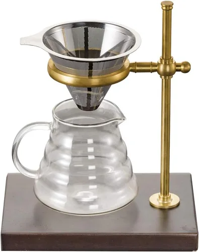 Vista 6 de Filtro de café de acero inoxidable sin papel Reutilizable Lento Goteo Metal Cono Café té infusión (sin base)
