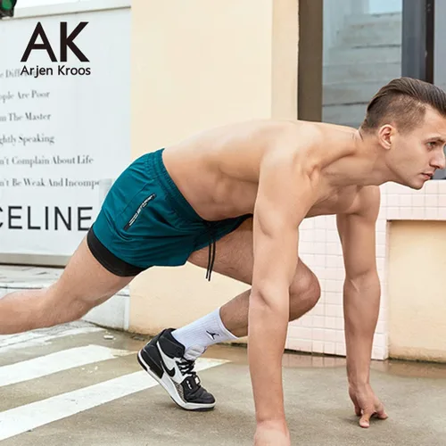 Vista 6 de Arjen Kroos Pantalones cortos deportivos de algodón para hombre, pantalones cortos de gimnasio para hombre, 7 pulgadas de entrepierna, pantalones