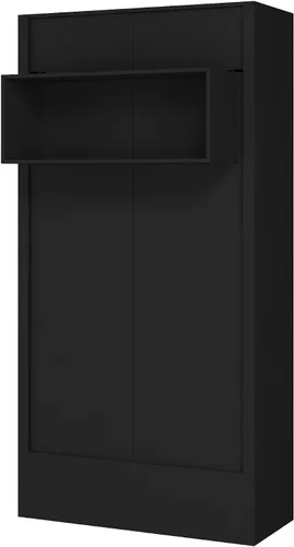 Vista 4 de Cama de pared Murphy Twin de fácil elevación en color negro con estante