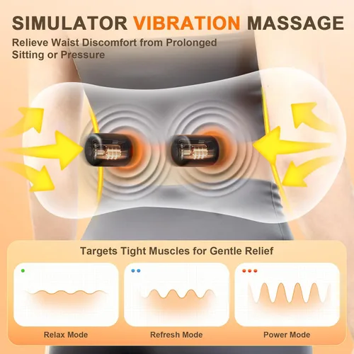 Vista 5 de Almohada de apoyo lumbar, masajeador de espalda triple fusión para Gris