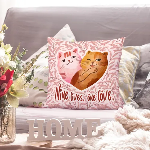 Vista 2 de Fundas de almohada rosas con diseño floral de San Valentín, regalos para mujeres, novias, parejas, amantes de los gatos, divertidas fundas