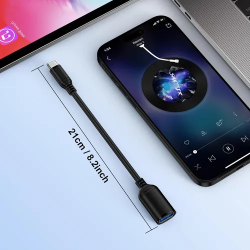 Vista 7 de Adaptador USB C a USB 3.0, transferencia de datos de alta velocidad de 5 Gbps, adaptador USB C Android macho a USB hembra OTG On The Go Dongle Cable