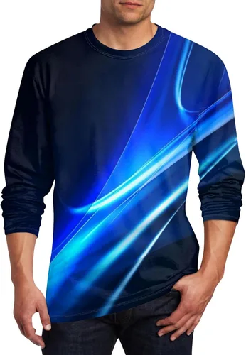 Vista 20 de Camisetas de verano para hombre, de manga larga, cuello redondo, casuales, básicas, atléticas, tallas S-4XL