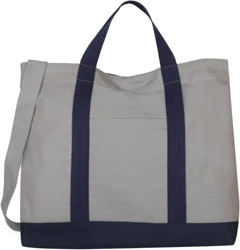Vista 10 de Eco Right Bolsa de lona extragrande para compras y trabajo, bolsa de playa con asas cruzadas ajustables