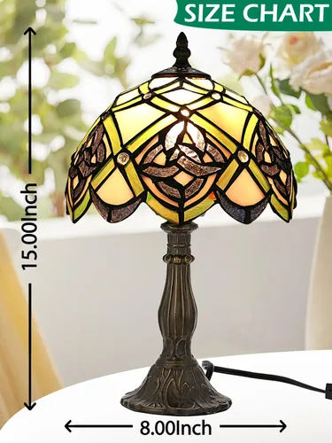 Vista 6 de KY&BOSAM Lámpara de Mesa Celta Irlandesa Tiffany Estilo Trébol Lámpara de Escritorio Luz Nocturna de Vidrio Emplomado 14 Pulgadas de Alto 8 Pulgadas