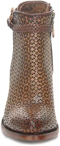 Vista 3 de Botines Cuadra para mujer en piel bovina con perforaciones con cremallera