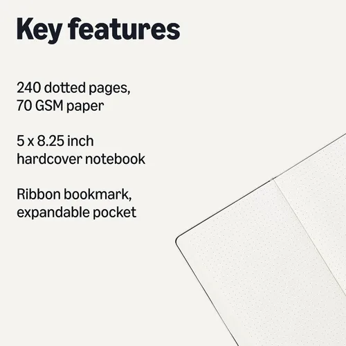 Vista 2 de Amazon Basics Cuaderno clásico de puntos, 240 páginas, negro, tapa dura, 5 x 8.25 pulgadas