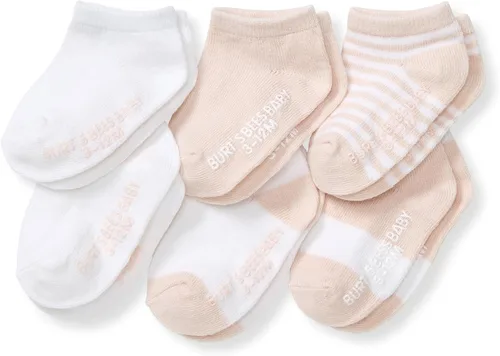 Vista 14 de Burt's Bees Baby Calcetines de tobillo para bebés niñas con agarres antideslizantes (paquete de 6)