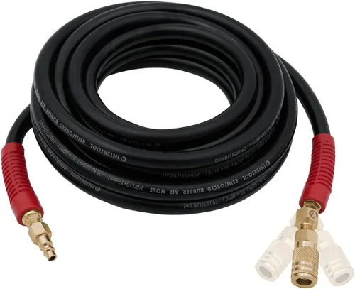 Vista 11 de INTERTOOL Manguera de compresor de aire 1/4-pulgada x 25 pies, ligera con acoplador rápido resistente y enchufe de servicio pesado - Resistente a