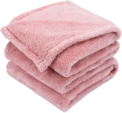 Vista 24 de MUGD Manta rosa para cama, manta de forro polar rosa claro, mantas suaves para mujeres y niñas, bonita decoración del hogar B-bean Rosa