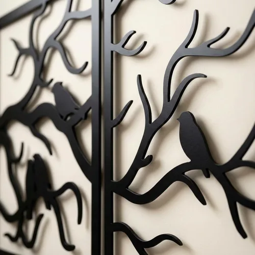 Vista 9 de DEKADRON Arte de pared de metal, pájaros en rama, 3 piezas, arte de pared de árbol, letrero de árbol, decoración de pared, decoración