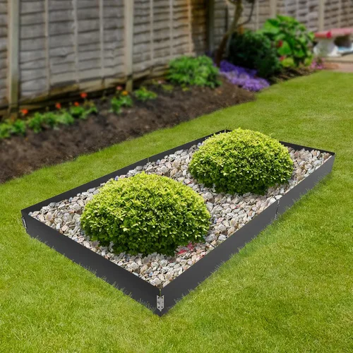 Vista 5 de Paquete de 6 bordes de acero para césped, bordes de acero para paisajismo, 40 x 8.46 pulgadas, borde de jardín, divisor de metal para paisajismo