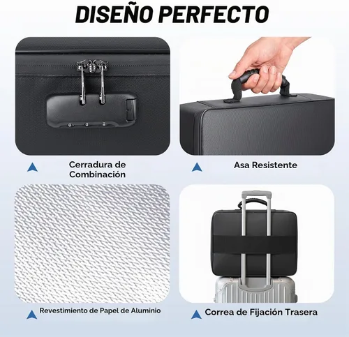 Vista 5 de BALEINE Caja de Documentos Ignífuga con Cerradura, Bolsa de Documentos Ignífuga Portátil Impermeable Cajas de Archivos Ignífugas para Documentos