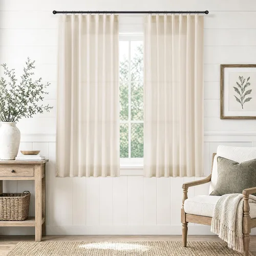 Vista 29 de Jowels Natural Linen Curtains 96 Inches Long 2 Panels for Living Room