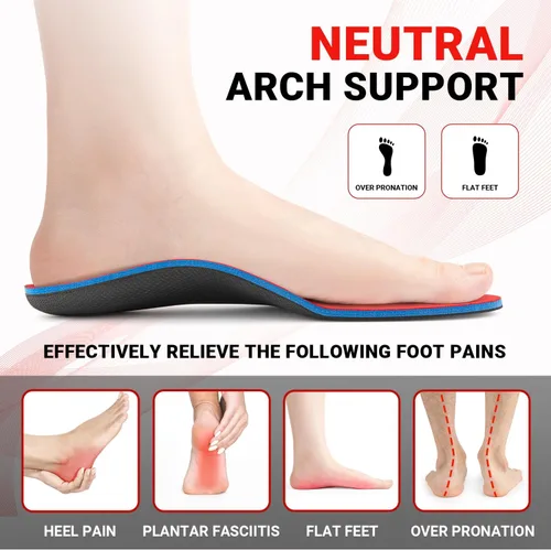 Vista 3 de PCSsole Plantillas ortopédicas de soporte de arco para zapatos, plantillas para pies planos, dolor de pies, fascitis plantar, plantillas