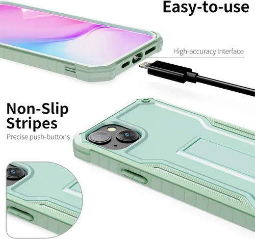 Vista 2 de ExoGuard Funda para iPhone 14 Plus de 6.7 pulgadas, funda de goma a prueba de golpes de cuerpo completo viene con un protector de pantalla de vidrio