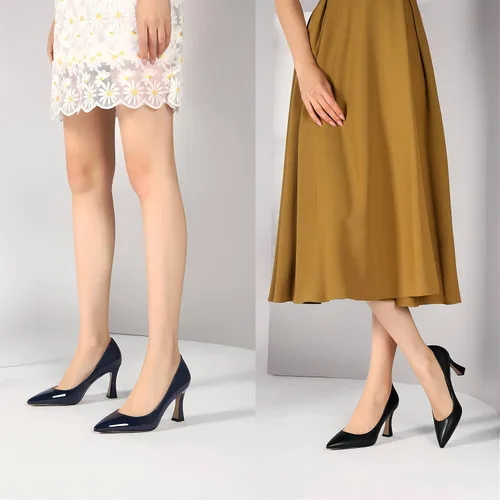 Vista 5 de AMBELIGHT Vestido sin cordones para mujer, puntera puntiaguda, tacón de aguja, tacón alto, zapatos de tacón alto de 3.3 pulgadas