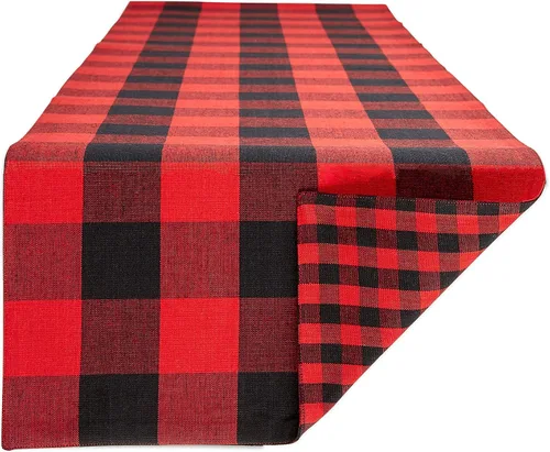 Vista 7 de DII Colección de mesa a cuadros Gingham, gris, camino de mesa, 14x72 pulgadas