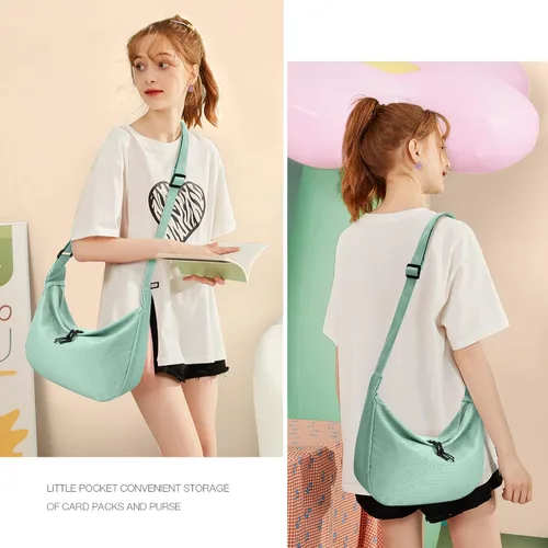 Vista 6 de Crossbody Bag for Women Small Crescent Bag with Adjustable Strap Nylon Hobo Shoulder Bag Handbag for School Travel Work