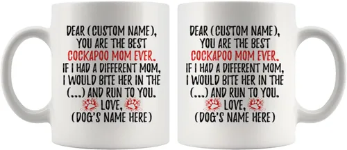 Vista 5 de Taza personalizada de Cockapoo para mamá de perro, Cockerpoodle, taza de mamá para perro, Cockerdoodle, Cocker Spaniel y Poodle Dog Owner (11 onzas)