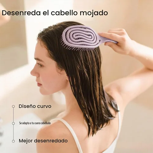 Vista 5 de AIMIKE Cepillo de pelo flexible en espiral para cabello fino, desenredante 2-Púrpura