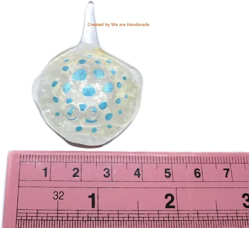 Vista 7 de Mini figuras de rayas azul cielo hechas a mano de 2 pulgadas, arte de vidrio soplado
