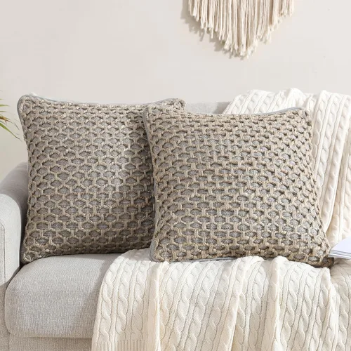 Vista 48 de Boho Living Jada - Funda decorativa para almohada, incluye acento, diseño tejido premium, decoración para sala de estar, (2) funda de almohada de 20