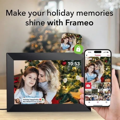 Vista 3 de Frameo - Marco de fotos digital WiFi de 10.1 pulgadas con almacenamiento de 32 GB, pantalla táctil IPS HD de 1280 x 800P, envía fotos/videos desde
