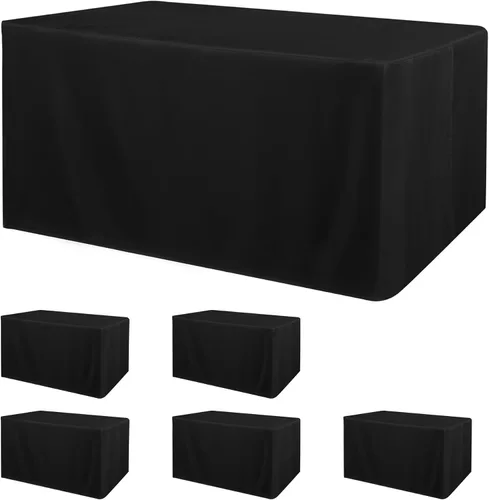 Vista 35 de Obstal Paquete de 2 manteles negros ajustables para mesas rectangulares de 4 pies, resistente al agua, lavable, tela de poliéster