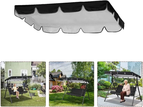 Vista 5 de Cubierta de repuesto para toldo de columpio de patio, resistente al agua, protección UV, 2 plazas, para porche, jardín, cubierta superior de Beige