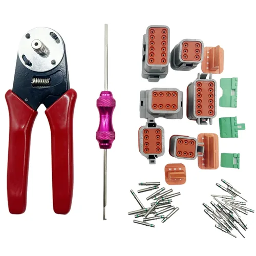 Vista 7 de Kit de conectores DT Deutsch de 449 piezas, 2, 3, 4, 6, 8, 12 pines, impermeables, con herramienta de prensado Deutsch, herramienta de extracción