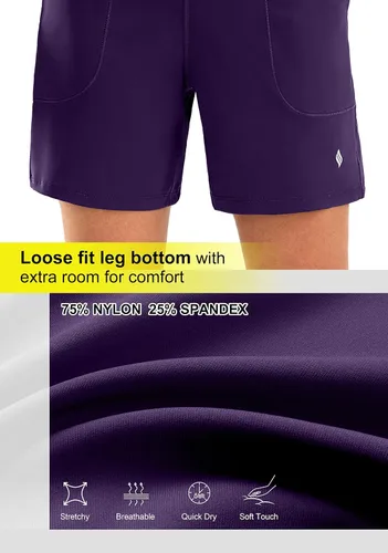 Vista 4 de SANTINY Bermudas de 6 pulgadas para mujer con bolsillos, pantalones cortos de cintura alta para correr