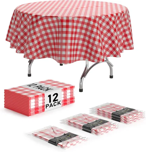 Vista 10 de Exquisite Cubierta de Mesa para Picnic - Paquete de 6 Manteles Premium Rectangulares de Plástico - Cubierta de Mesa para BBQ a Cuadros Negro