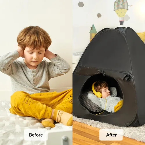 Vista 7 de Tienda de campaña sensorial Esquina tranquila para jugar y relajarse Juguetes para niños autistas Ayuda con autismo, SPD, ansiedad y mejora