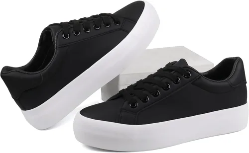 Vista 4 de JABASIC Zapatos deportivos de plataforma con cordones y estampado floral para mujer